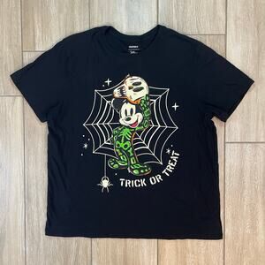 Disney Mickey Mouse Trick or Treat Halloween T-Shirt Black XL Old Navy Glow